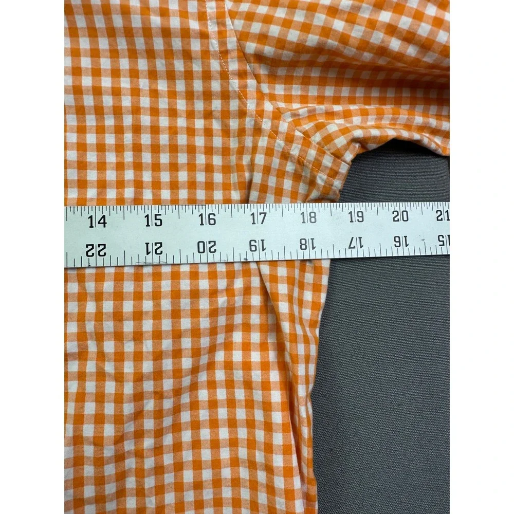 Ralph Lauren Sport Kids Orange Gingham Button Down Shirt Long Sleeve Size 6